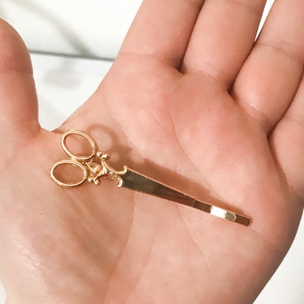 Gold Scissors Bobby Pin Hair Clip Barrette - Picture 2 of 6